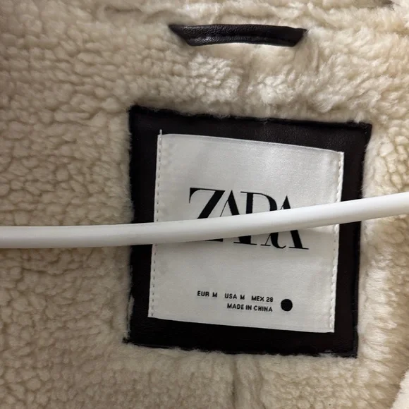 Zara Brown and Cream Shearling Vest - Picture 4 of 6